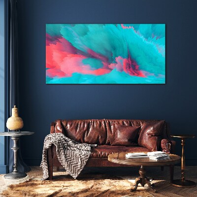 Turquoise abstract waves Glass Wall Art