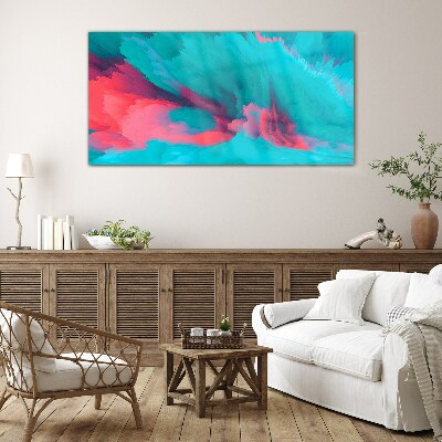 Turquoise abstract waves Glass Wall Art