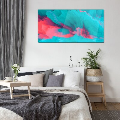 Turquoise abstract waves Glass Wall Art