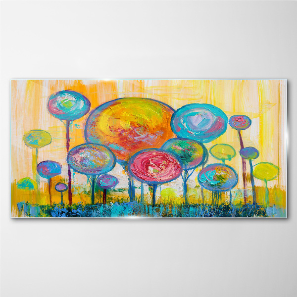 Colorful circles against the sun Glass Wall Art