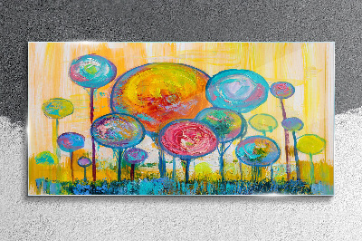 Colorful circles against the sun Glass Wall Art