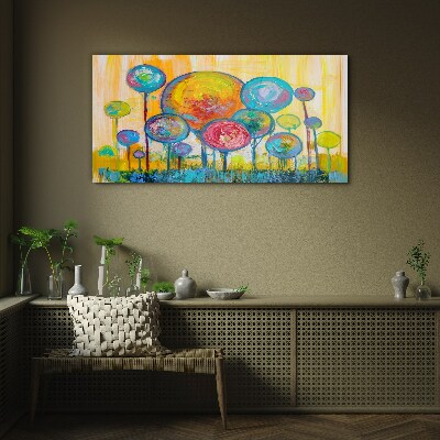 Colorful circles against the sun Glass Wall Art