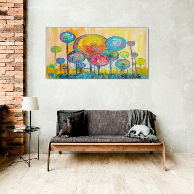 Colorful circles against the sun Glass Wall Art
