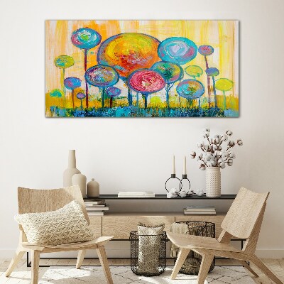 Colorful circles against the sun Glass Wall Art