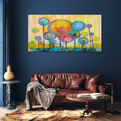 Colorful circles against the sun Glass Wall Art