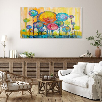 Colorful circles against the sun Glass Wall Art