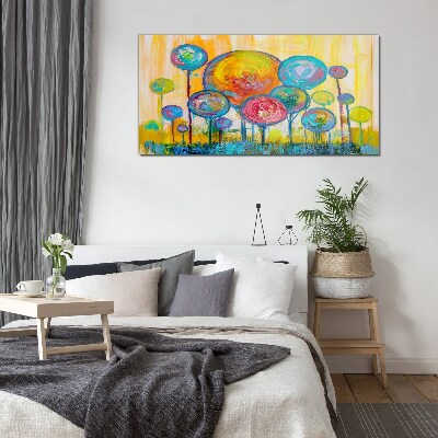 Colorful circles against the sun Glass Wall Art