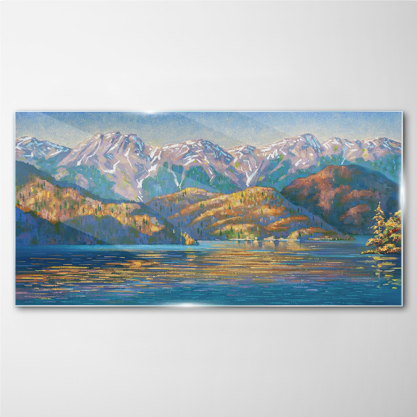 Mountain landscape in summer colors Glass Wall Art