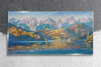 Mountain landscape in summer colors Glass Wall Art