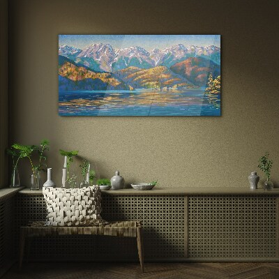 Mountain landscape in summer colors Glass Wall Art