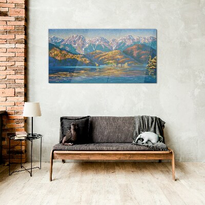 Mountain landscape in summer colors Glass Wall Art