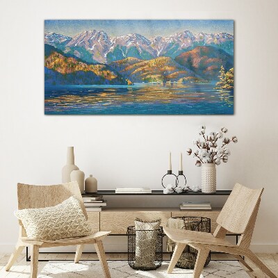 Mountain landscape in summer colors Glass Wall Art