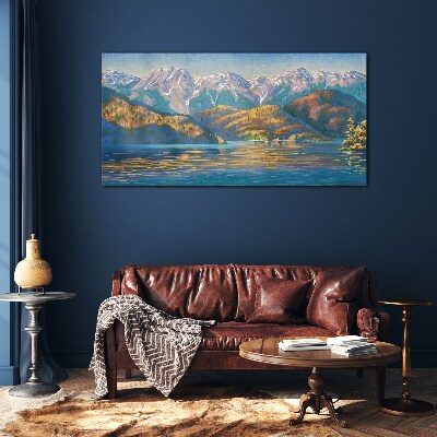 Mountain landscape in summer colors Glass Wall Art