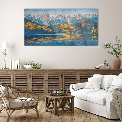 Mountain landscape in summer colors Glass Wall Art