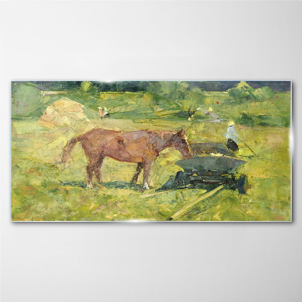 Country scene with horse Glass Wall Art