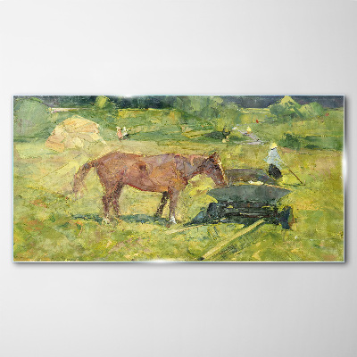 Country scene with horse Glass Wall Art
