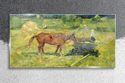 Country scene with horse Glass Wall Art