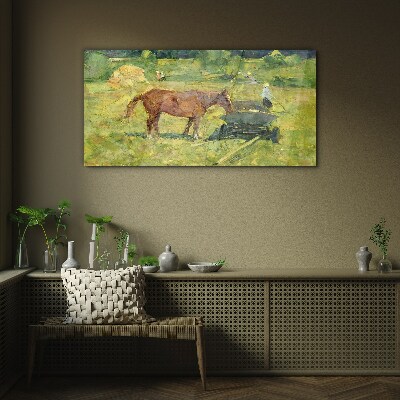 Country scene with horse Glass Wall Art