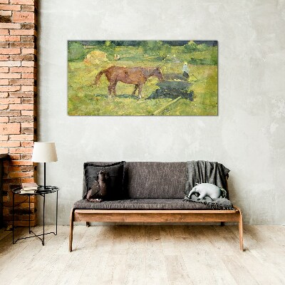 Country scene with horse Glass Wall Art