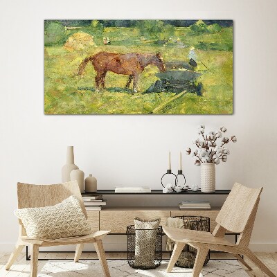 Country scene with horse Glass Wall Art