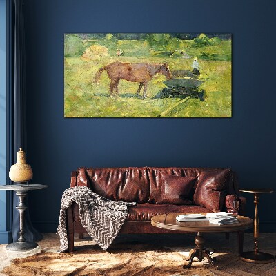 Country scene with horse Glass Wall Art