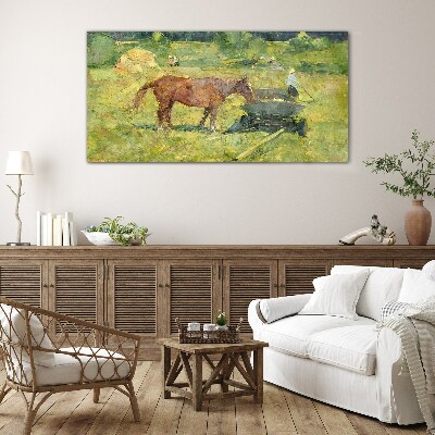 Country scene with horse Glass Wall Art