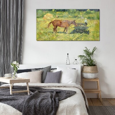Country scene with horse Glass Wall Art