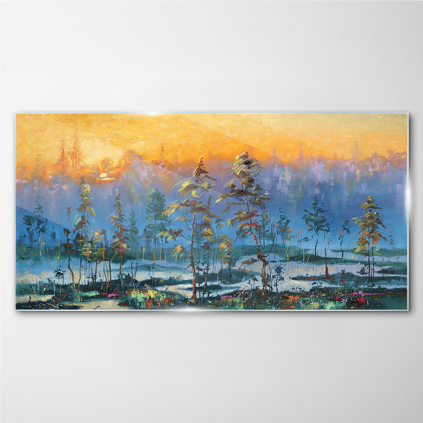 Golden Mornings in the Forest Glass Wall Art