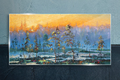 Golden Mornings in the Forest Glass Wall Art