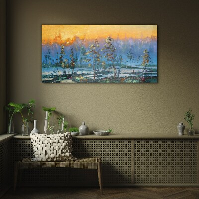 Golden Mornings in the Forest Glass Wall Art