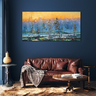 Golden Mornings in the Forest Glass Wall Art