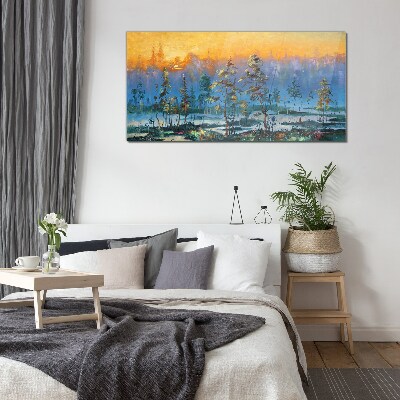 Golden Mornings in the Forest Glass Wall Art