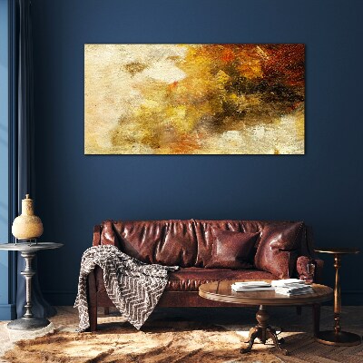 Golden reflections in abstraction Glass Wall Art