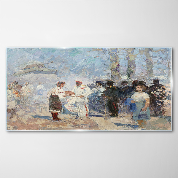 Meeting in the countryside Glass Wall Art