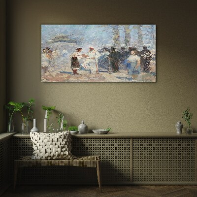 Meeting in the countryside Glass Wall Art