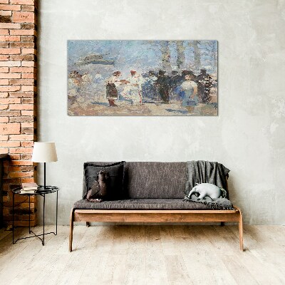 Meeting in the countryside Glass Wall Art