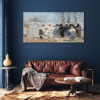 Meeting in the countryside Glass Wall Art