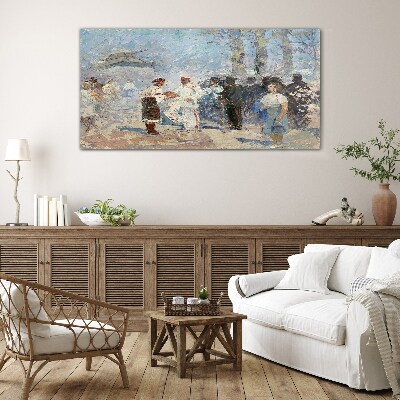 Meeting in the countryside Glass Wall Art