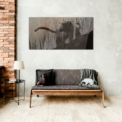 Black Panther and the Mysterious Figure Glass Wall Art
