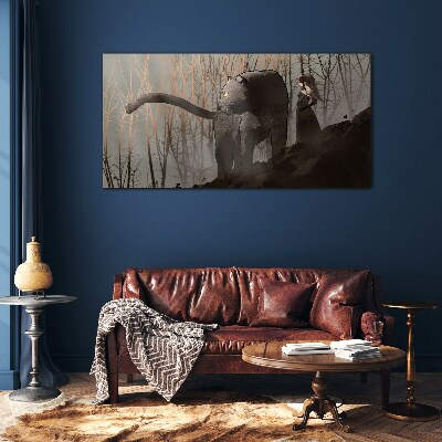 Black Panther and the Mysterious Figure Glass Wall Art