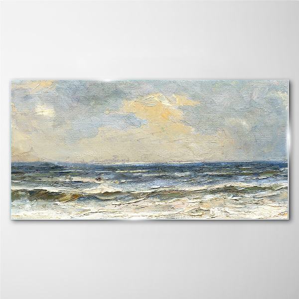 Calm sea on a summer day Glass Wall Art