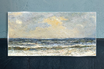 Calm sea on a summer day Glass Wall Art