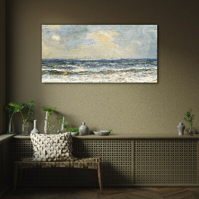Calm sea on a summer day Glass Wall Art