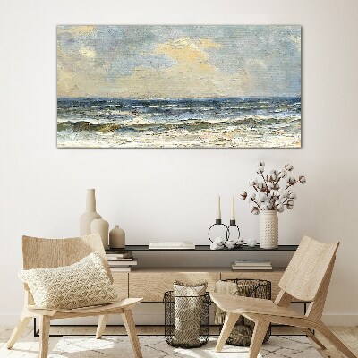 Calm sea on a summer day Glass Wall Art