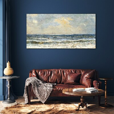 Calm sea on a summer day Glass Wall Art