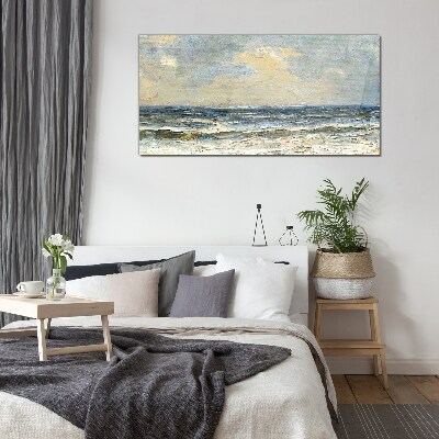 Calm sea on a summer day Glass Wall Art