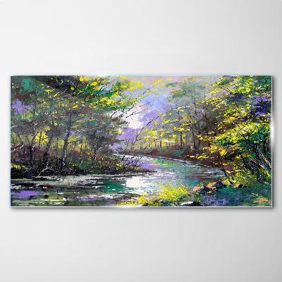 Green Oasis of Peace Glass Print