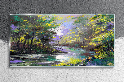Green Oasis of Peace Glass Print