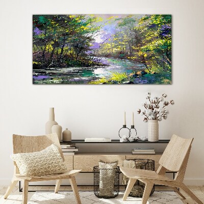Green Oasis of Peace Glass Print