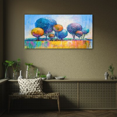 Colorful trees in the summer sun Glass Print